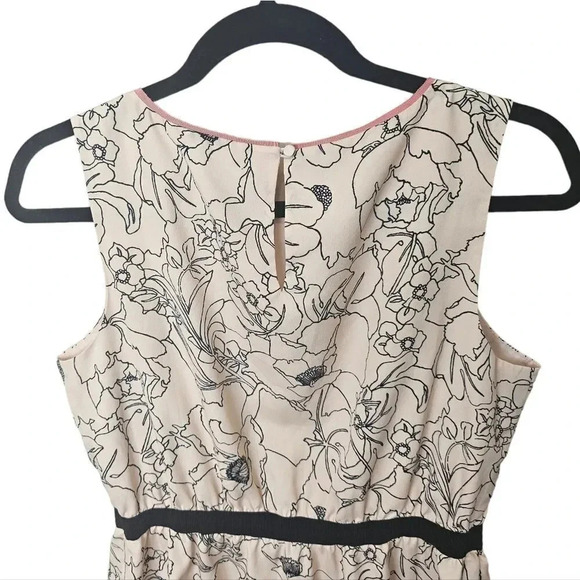 Ann Taylor LOFT Cream Peach‎ Black Floral Dress Size MP - Picture 5 of 8